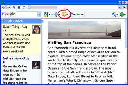 Google SideWiki with toolbar